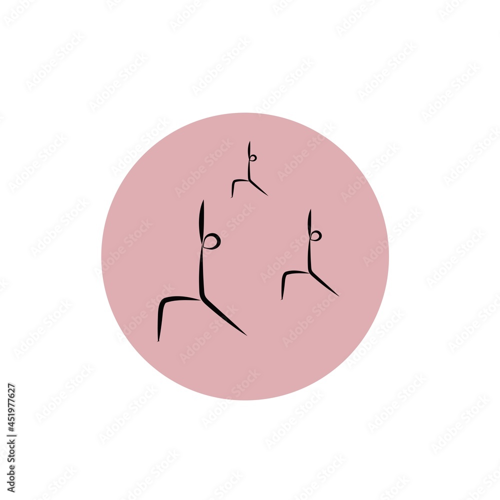 yoga poses black silhouettes on pink background. Highlights yoga icons for social media stories about sports, relaxation and meditation yoga poses black silhouettes on pink background. Highlights yoga icons for social media stories about sports, relaxation and meditation