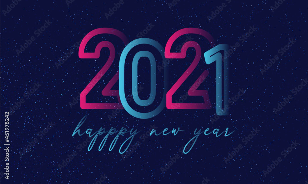 Happy New Year 2021. Glittering golden dust and pearls on black background. New years poster, headers for website. Festive vector 3D illustration.