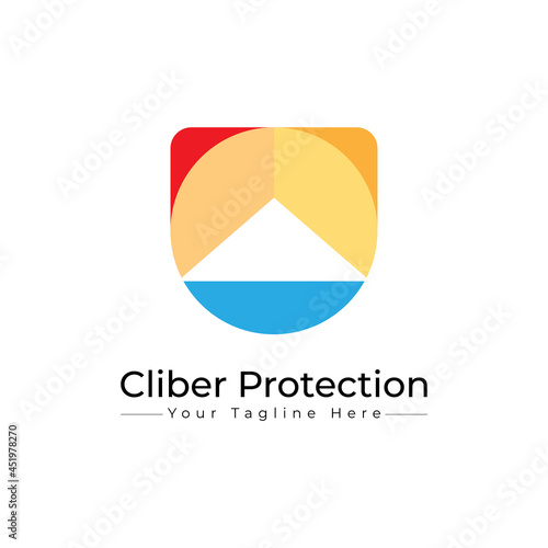 climber protection logo design. from symbols of shield shapes, circles, triangles, sun, mountains, lakes, by combining these elements into one, it is suitable for the business of companies providing 