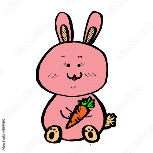 Pink rabbit cartoon hand draw   comic charactor