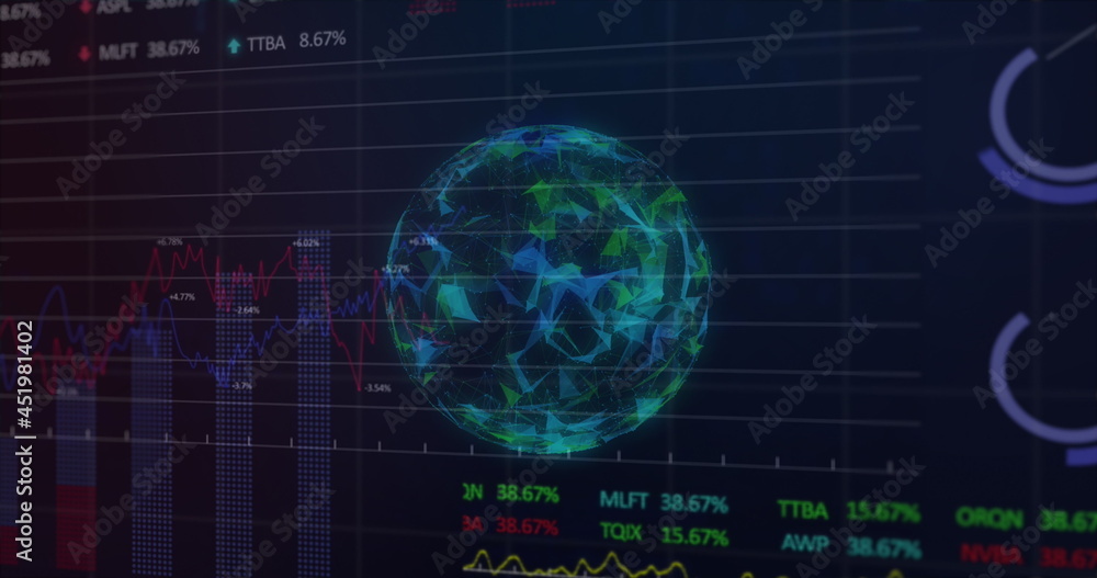 Stock market with digitally generated sphere. Stock market with digitally generated sphere.