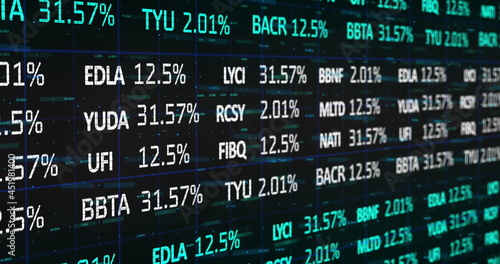 Stock market data processing against black background