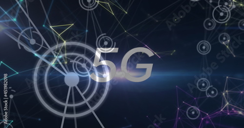 Image of 5g text over network of connections