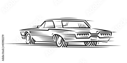 Automotive monochrome illustration. Vector. 