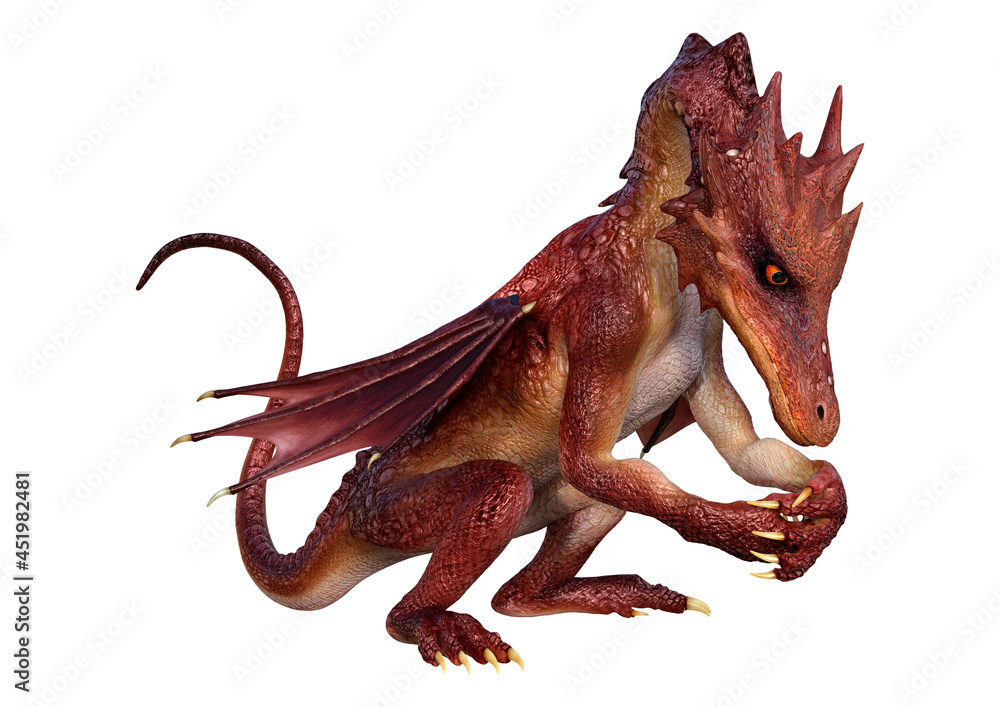 3D Rendering Fairy Tale Dragon on White 3D Rendering Fairy Tale Dragon on White