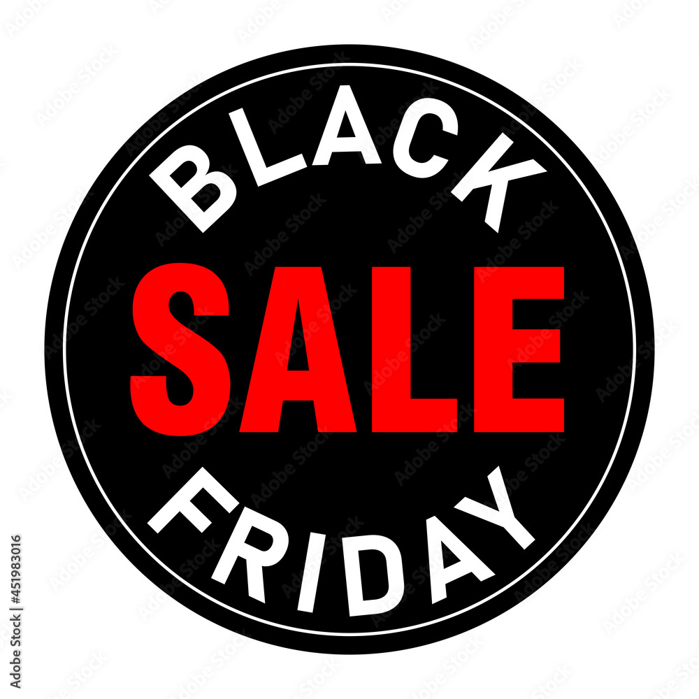 Black Friday Sale Round Sign Sticker or Adhesive Icon. Vector Image.
Black Friday Sale Round Sign Sticker or Adhesive Icon. Vector Image.