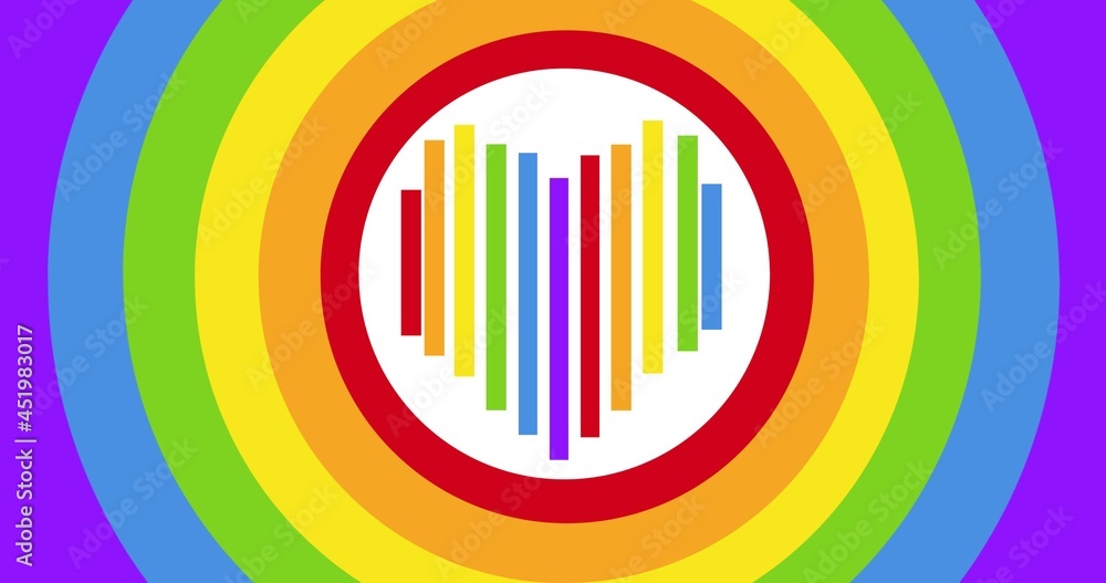 Rainbow heart on white background over rainbow colors circles Rainbow heart on white background over rainbow colors circles