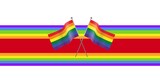 Rainbow flags and rainbow stripes on white background