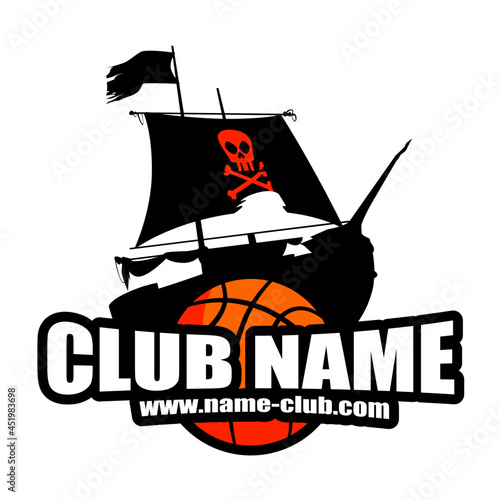 Logo club basket sport bateau pirate