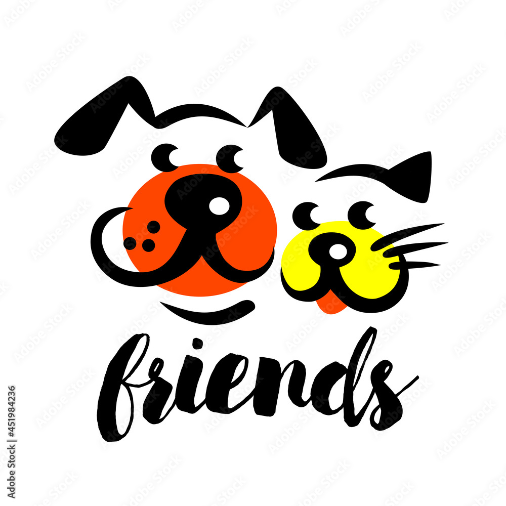 Fototapeta premium Petshop logo. Isolated vector illustration of cat and dog friend