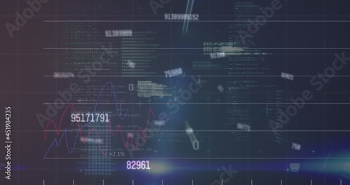 Digital image of multiple changing numbers against financial data processing