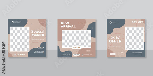 Minimalist promotion square web banner for social media furniture or fashion sale