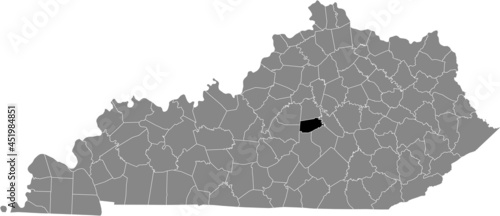 Black highlighted location map of the Boyle County inside gray map of the Federal State of Kentucky, USA
