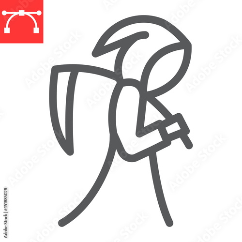 Grim reaper line icon, death and halloween, reaper vector icon, vector graphics, editable stroke outline sign, eps 10.