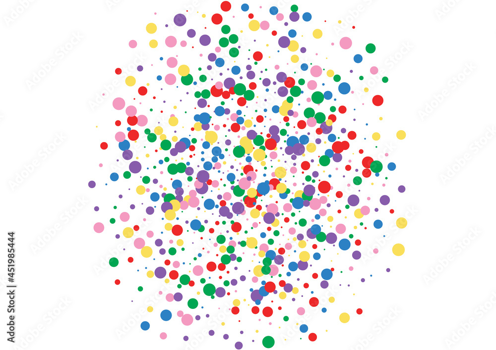 Yellow Dot Polka Texture. Round Banner Illustration. Red Bright Circle. Multicolored Border Confetti Background.