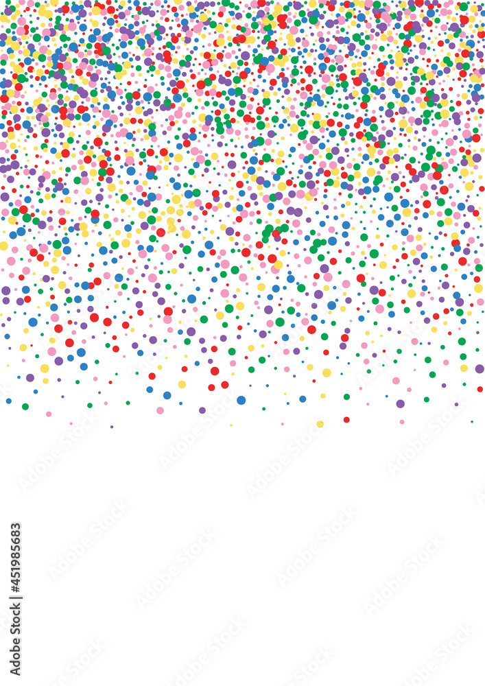 Yellow Confetti Border Texture. Circle Rainbow Background. Blue Element Round. Red Summer Dot Illustration.