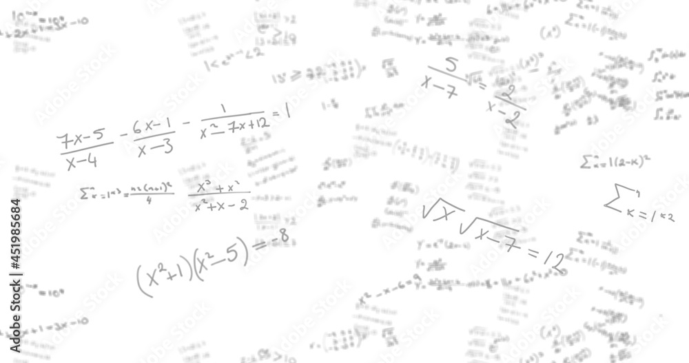 Image of math equations hand written on white screen