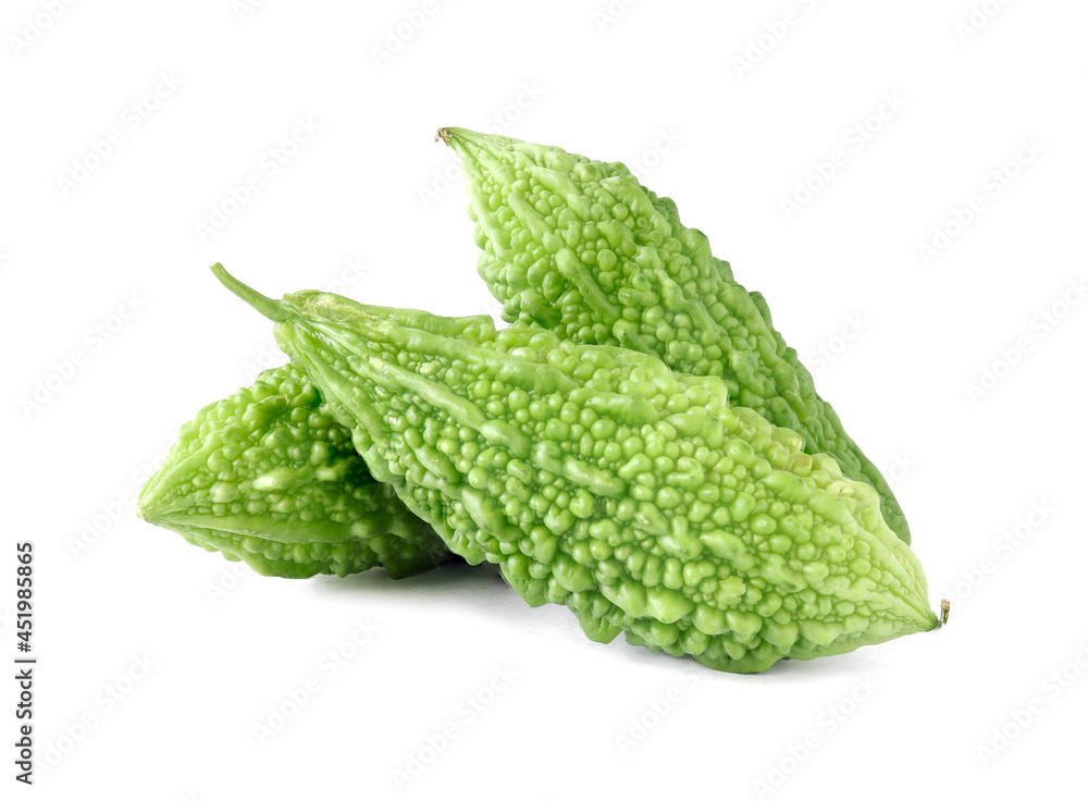 Bitter melon or Bitter gourd isolated on white background Bitter melon or Bitter gourd isolated on white background