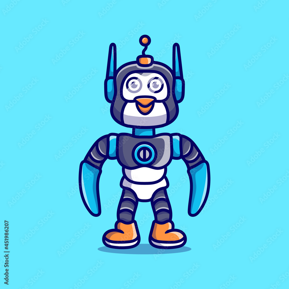 Fototapeta premium cute penguin wearing robot armor