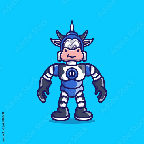 cute cow wearing robot armor