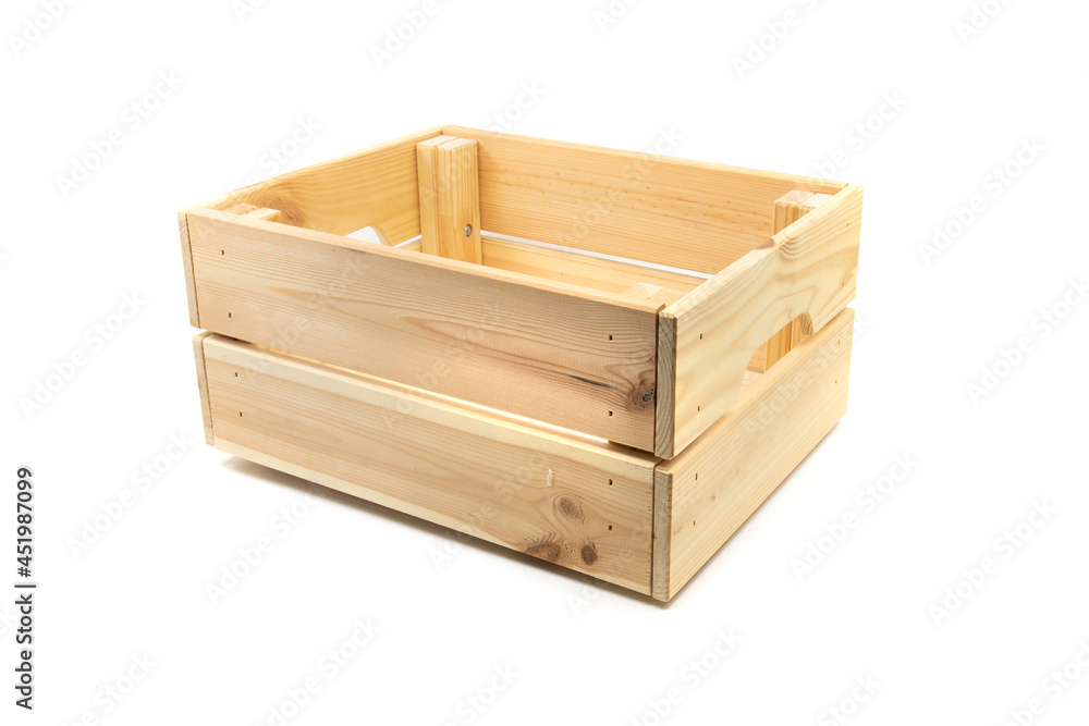 Wooden box or crate container isolated on white. Wooden box or crate container isolated on white.