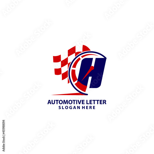 letter H Auto racing logo template vector illustration