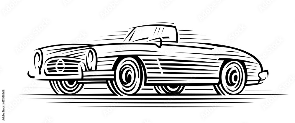 Convertible car illustration. Automotive logotype. Vector. 