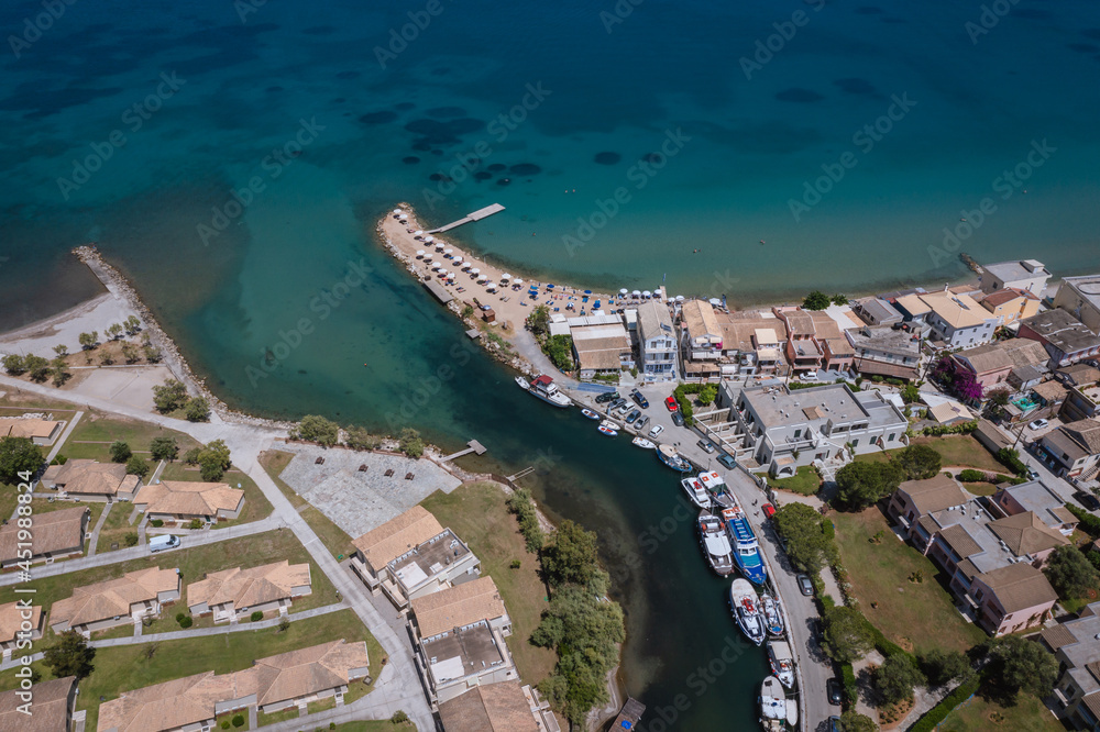 Canal separating Moraitika and Messonghi villages on the Ionian coastline on a Corfu Island, Greece