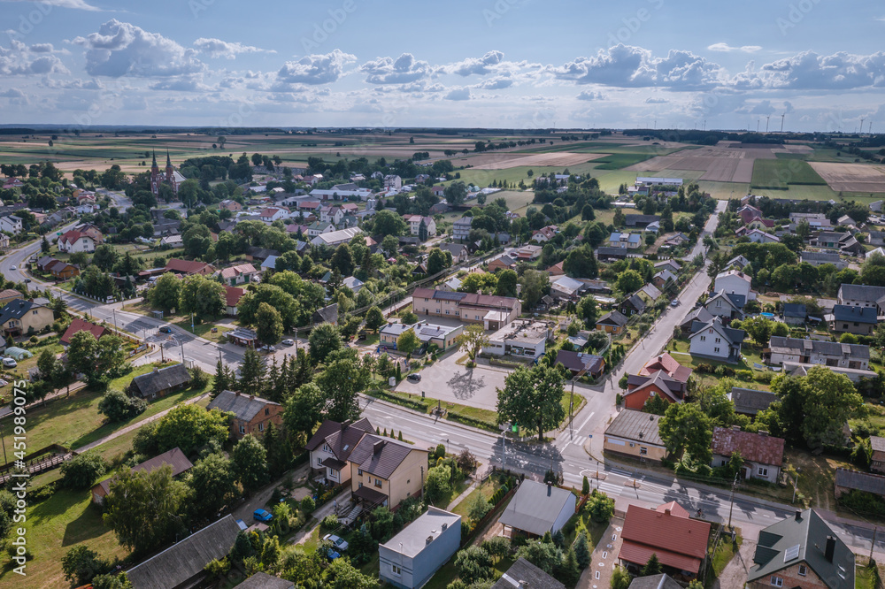 Drone view of Liw, small village in Wegro County, Masovia region of Poland