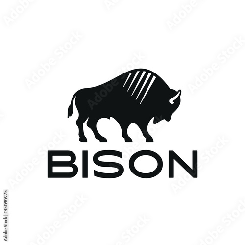 simple black bison logo design