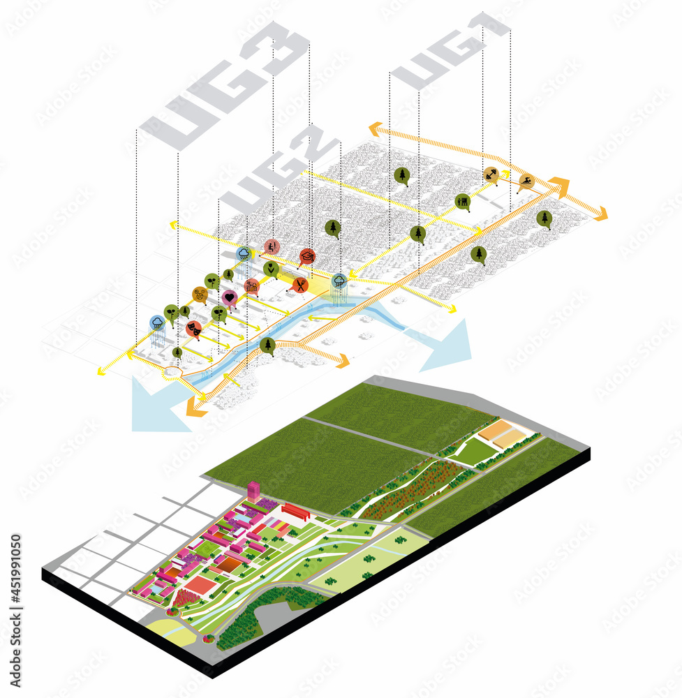 Fototapeta premium AXONOMETRICA USOS