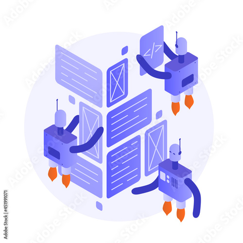 Robot Programming Isometric Illustration