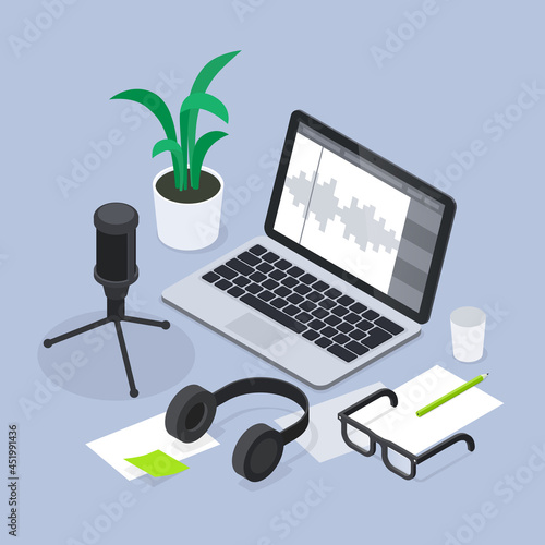 Modern Sound Production Isometric Illustration