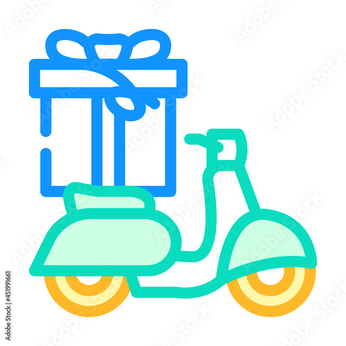 scooter gift color icon vector. scooter gift sign. isolated symbol illustration