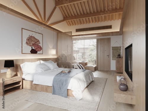 Tableau sur toile 3d render of luxury hotel room
