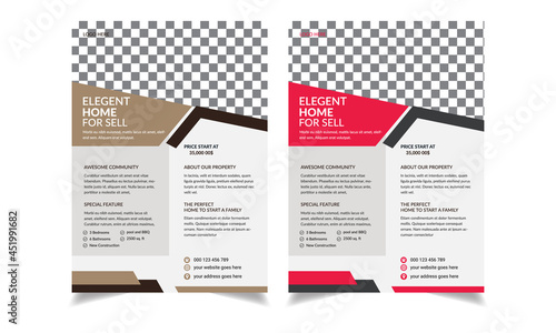 Real estate flyer, poster vector illustration. 