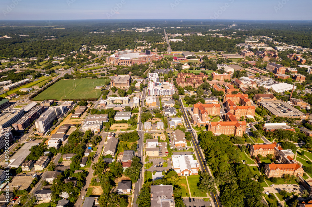 Aerial drone photo Tallahassee university campuses