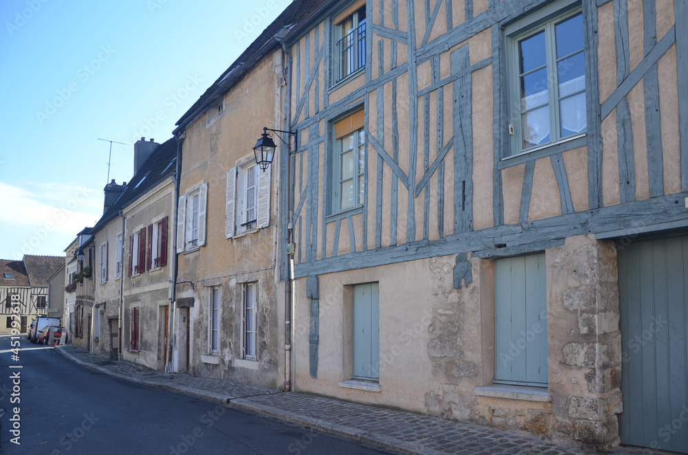 Ole wooden medieval house in the old town of Provins, France