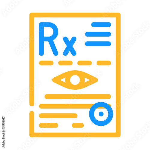 recipe ophthalmology color icon vector. recipe ophthalmology sign. isolated symbol illustration