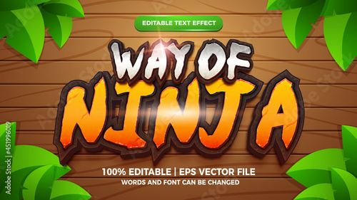 way of ninja editable text effect cartoon comic game title 3d style