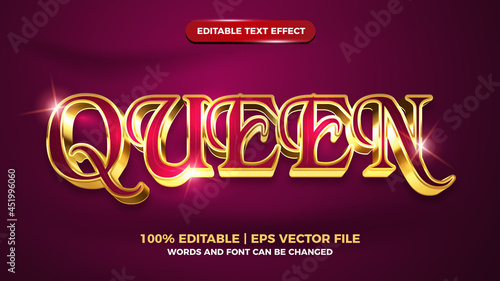 Queen luxury gold 3d editable text effect template style
