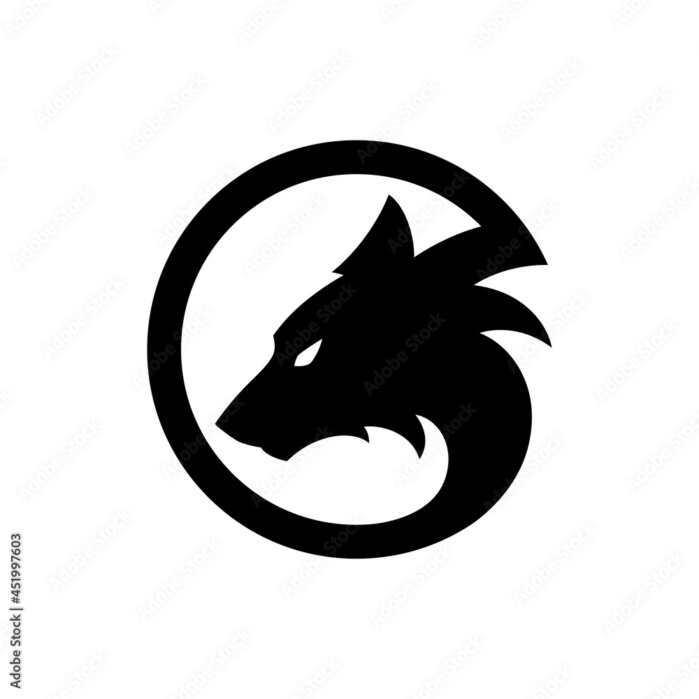 Black wolf logo icon design. Wild animal head silhouette symbol. Canine predator sign. Vector illustration. Black wolf logo icon design. Wild animal head silhouette symbol. Canine predator sign. Vector illustration.