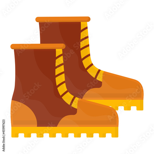 Leather Farming Shoes Concept, Long Boot Vector Icon Design, Autumn or Fall activities Symbol, Dry weather Sign, Temperate climates Elements Stock illustration