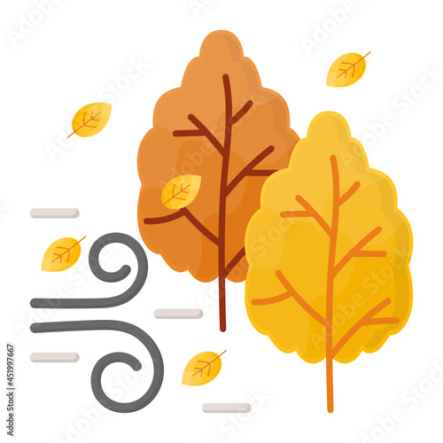 Maple Leaves in Wind Concept, dry leaf blown with the extreme strong storm Vector Icon Design, Autumn or Fall activities Symbol, Dry weather Sign, Temperate climates Elements Stock illustration