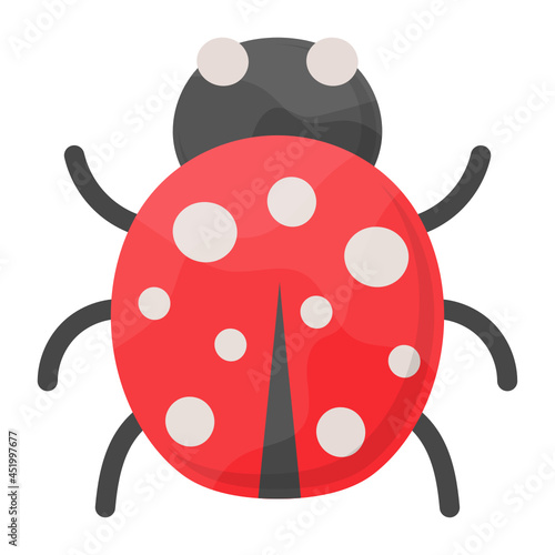 Red Ladybird Beetle Concept, Marybeetle Vector Icon Design, Autumn or Fall activities Symbol, Dry weather Sign, Temperate climates Elements Stock illustration