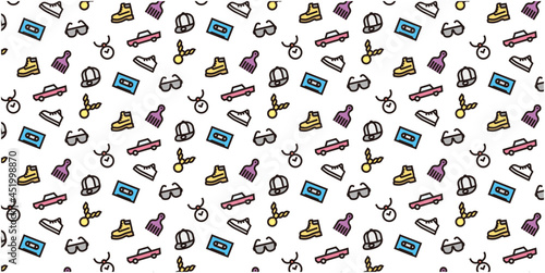 Hip hop simple icon pattern background for website or wrapping paper(Color Version)