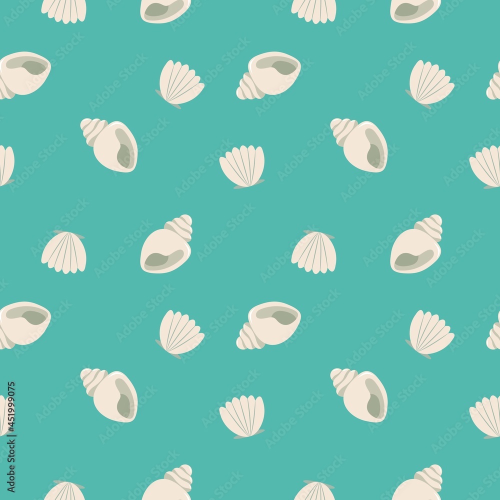 Seamless pattern of shells on blue background. Ocean vector illustration Seamless pattern of shells on blue background. Ocean vector illustration