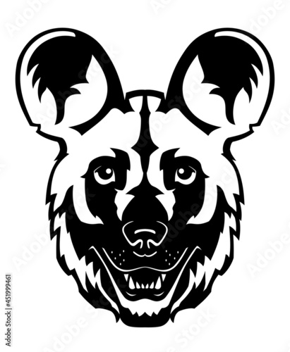 African Wild Dog Head, Animal Illustration