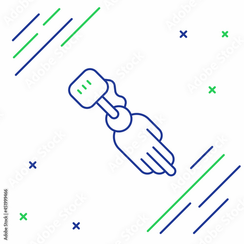Line Prosthesis hand icon isolated on white background. Futuristic concept of bionic arm, robotic mechanical hand. Colorful outline concept. Vector