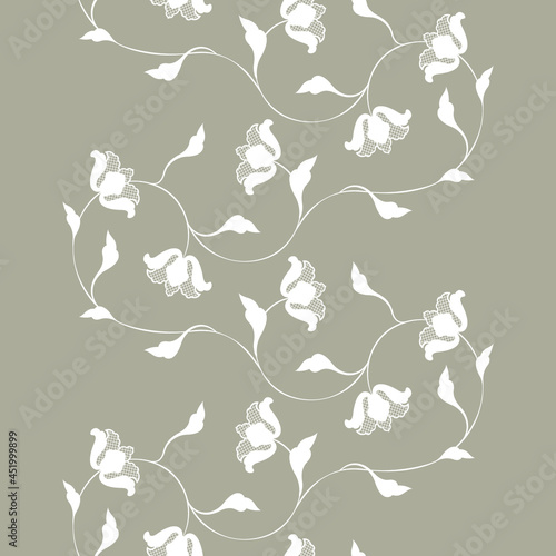 SEAMLESS FLOWERS AND LEAVES OF ROCOCO STYLE IN THE FORM OF A VERTICAL SCROLL